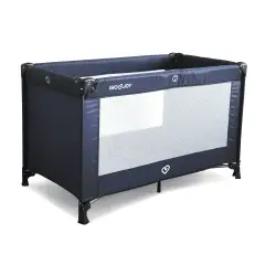 Basic Blue Travel Cot, Foldable with Storage and Transport Bag - 74x65x125 cm