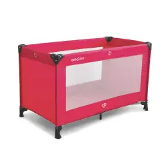Basic Red Travel Cot, Foldable with Storage and Transport Bag - 74x65x125 cm