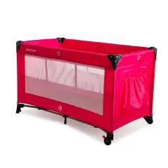 2-Level Folding Comfort Travel Cot with Carrying Bag, Red - 74x65x125 cm.