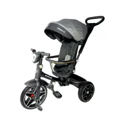 Triciclo Evolutivo 4-in-1 Moov-LX GioJoy by Giodicart – Telaio Nero e Rivestimenti Grigi