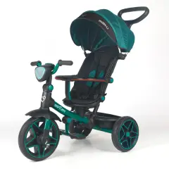 Moov-LX 4-in-1 Evolutionary Tricycle for Children 18 months and older, Green Frame, Green Upholstery