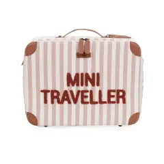 Valigia Bimbi Mini Traveller Righe Righe Nude/terracotta