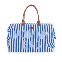 Mommy Bag Changing Bag with Mattress Stripes White/Electric Blue