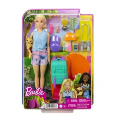 Barbie Malibu in Campeggio - Bambola con Cagnolino e Accessori