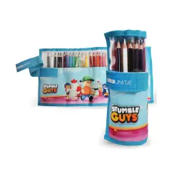 Solid Color Stumble Guys Roll 24 Crayons + 1 Pencil All Black