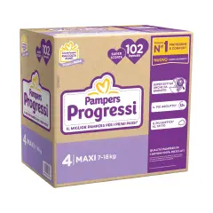 Pampers Progressi Pentapack Diapers - Size 4 - 7-18 Kg - 102 Pieces