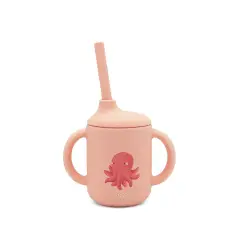 Glass With Silicone Straw - Slurpy Octopus
