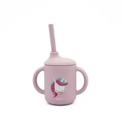 Glass With Silicone Straw - Unicorn Sparkly