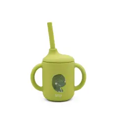 Glass With Silicone Straw - Dinosaur Cracky