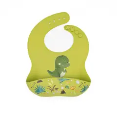Bib With Silicone Pocket - Dinosaur Cracky