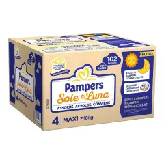 Pampers Sole e Luna Esapack Diapers - Size 4 - 7-18 Kg - 102 Pieces