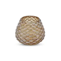 Amber Pine Cone Candle Holder 9x10.5 Cm