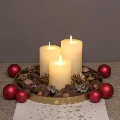 Set of 3 Cylindrical MF Moving Flame Ribbed Candles aVORIOUS