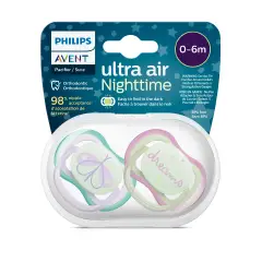 Philips Avent Ultra Air Night Pacifier 0-6 Months Girl - 2 Pieces