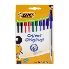 Bic Cristal Original Blister Pens 10 Pcs Assorted