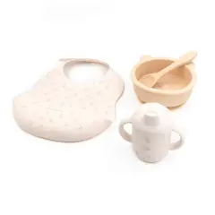 Bamboom Set Baby in Silicone ( Bavaglino Scodella Cucchiaio Bicchiere con Beccuccio) Tulips