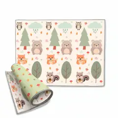 Maxi Tappeto Gioco Arrotolabile Primi Passi cm 200x150, Alto Spessore 10mm, Funny Wood