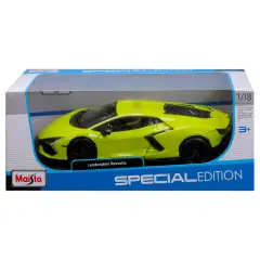Lamborghini Revuelto, Modello Auto in Scala 1:18, Cofano, Tronco e Sportelli Mobili, Verde Lime