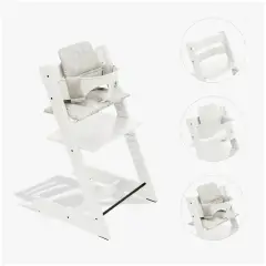 Tripp Trapp White Bundle with White Baby Set and Stokke Star Silver Pillow