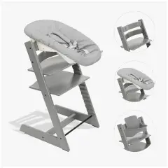 Tripp Trapp Storm Grey With Baby Set and Newborn Grey