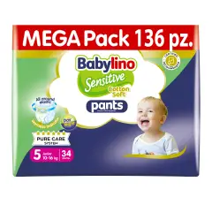 Babylino Economy Pannolini Mutandina Taglia 5 Junior - 10/16 Kg 34 Pezzi