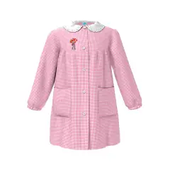 Apron Girl Kindergarten Red Squared Pink 4 Years Old