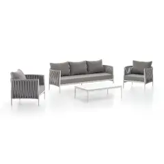 Garda Garden Living Room Aluminum White 5 Seater Salmar