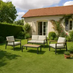 Salottino Otranto 4 Posti Brown In Alluminio Salmar