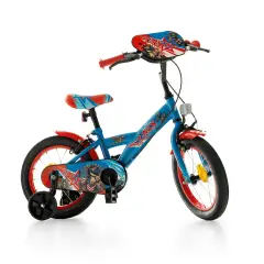 Bicicletta Bambino T-Rex Blu 14 Pollici Con Rotelline Stabilizzatrici