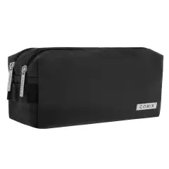 Comix Astuccio Scuola 2 Zip Monocolore Nero