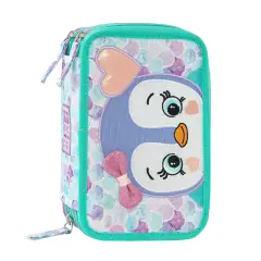 Mofumofu Astuccio Scuola Corredo 3 Zip Pinguino