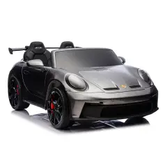 Children's Electric Car Porsche 911 GT3 Silver Gray with Leather Seats and 2 35W Motors