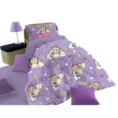 Trapunta 1 Piazza Micro 170x260 Unicorno Arcobaleno Lilla