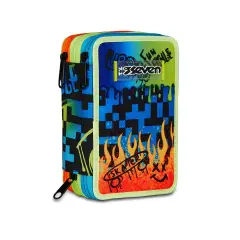 Scribbled Flame Astuccio Scuola 3 Zip