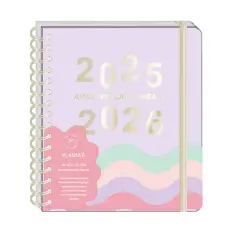 Tri-coastal Design 18 Month Large Spiral Weekly Agenda 25/26 con Divisori Rainbow