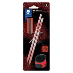 Matita Norix Staedtler In Grafite Grad. HB Set Scuola 3 Pezzi Rosso