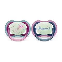 Philips Avent Ultra Air Night Girl 6-18 Months - 2 Fluorescent Pacifiers