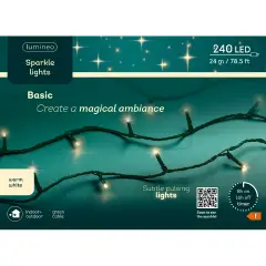 Luci di Natale Lumineo Sparkle Lights - 240 Led Bianco Caldo - Filo Verde da 24 metri