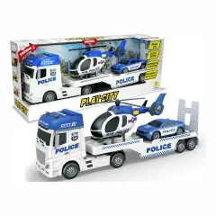 Play City - Police Transporter Truck 1:12 With Helicopter And Car Lights And Sounds
