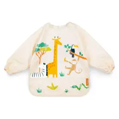 Soft Jungle Patterned Waterproof Bib Beige