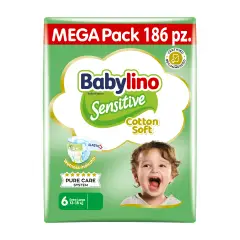 Babylino Sensitive Pannolini Taglia 6, Extra Large (13-18Kg), 62 Unità