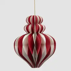 Natale Addobbo Trottola Origami H.15 D.12 C5 White Red