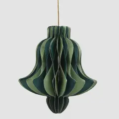 Addobbo Natalizio Campana Origami Verde H15 D13 Carta