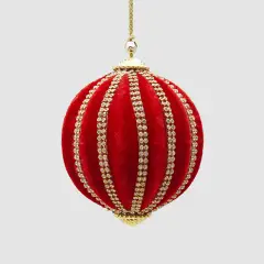 Palla Natalizia Velluto Rosso con Spicchi 10cm EDG Elegante