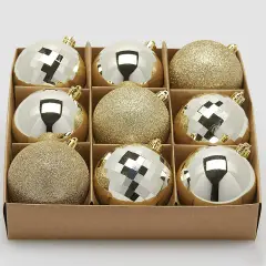 Palline Natale MirrorMix Ø8cm Champagne Set 9 EDG