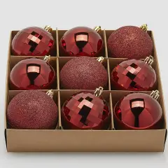 Palline Natale MirrorMix Ø8cm Burgundy Set 9 EDG