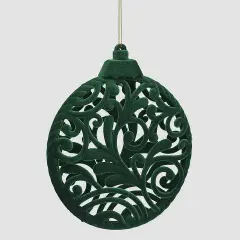 Medaglione di Natale Velvet Ø15cm Verde Intagliato Elegante