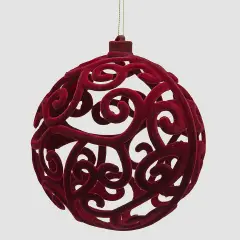 Palla di Natale Velvet Ø15cm Burgundy Intagliata Elegante