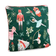 Cuscino Natale Schiaccianoci Lukas 45x45 Effetto Velluto Verde