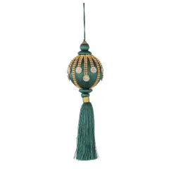 Sfera Natalizia con Nappa e Strass Verde Oro